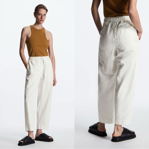 COS Pants - NEW COS Barrel-Leg Drawstring Trousers in Ivory